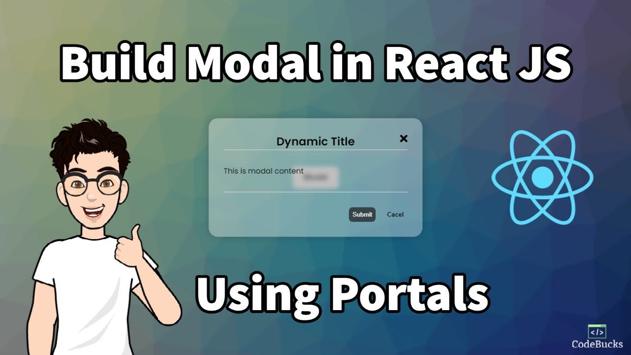 cover image for a video on React Modal Tutorial using Hooks and Portals from scratch 🔴